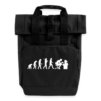 Evolution Computer Nerd! PC Nerd! IT! Technology! - Roll Top Backpack with Two Handles - black - Front