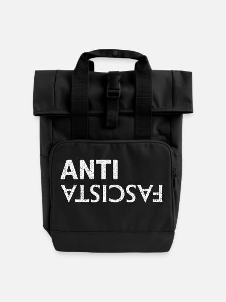 Antifaschistisch - Rolltop Rucksack mit zwei Griffen - Schwarz