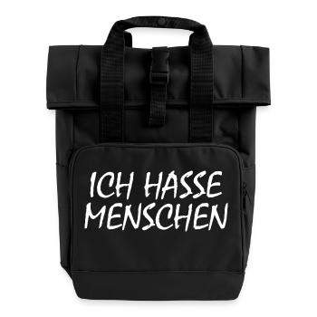 Ich hasse menschen - Rolltop Rucksack mit zwei Griffen - Schwarz - Vorne