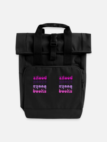 Booksbooks Panorama - Roll Top Backpack with Two Handles - black