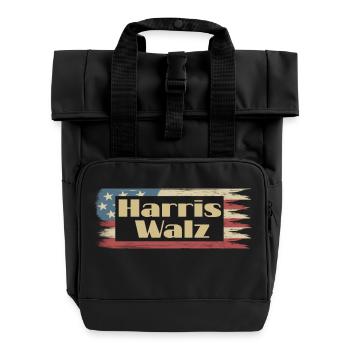 Harris Walz amerikanische Flagge vintage - Rolltop Rucksack mit zwei Griffen - Schwarz - Vorne