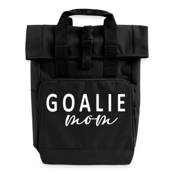 Goalie Mom Soccer Mama Football Mother Heart Love - Roll Top Backpack with Two Handles - black - Front