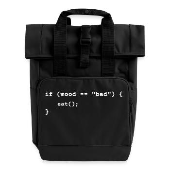 Lustiges Essen und Programmieren T-Shirt Geschenk für Programmierer - Rolltop Rucksack mit zwei Griffen - Schwarz - Vorne