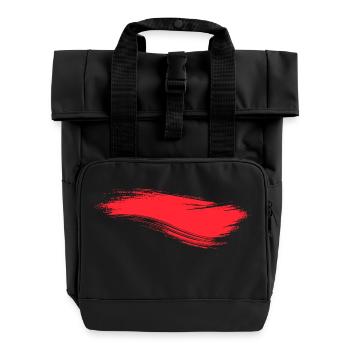 Brushstroke Line Red - Roll Top Backpack with Two Handles - black - Front
