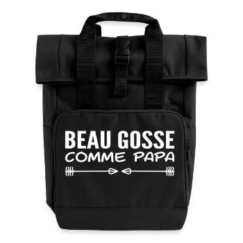 Hübsch wie Papa - Rolltop Rucksack mit zwei Griffen - Schwarz - Vorne