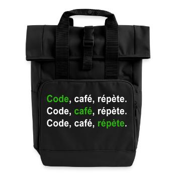 GEEK HUMOR LUSTIGER WITZ 2 - Rolltop Rucksack mit zwei Griffen - Schwarz - Vorne