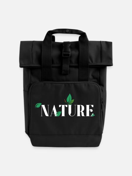 Nature - Roll Top Backpack with Two Handles - black