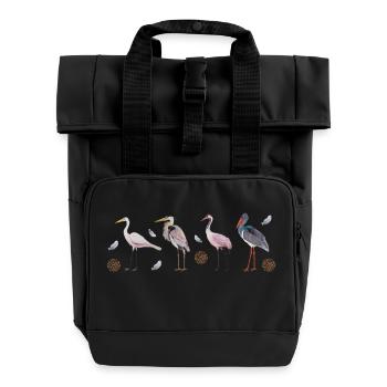Großes Vogelpanorama - Rolltop Rucksack mit zwei Griffen - Schwarz - Vorne