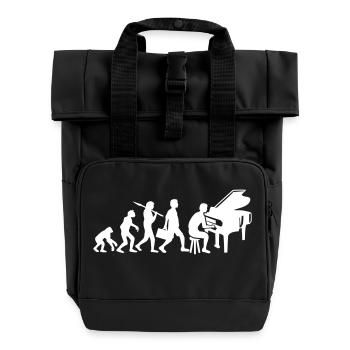 Evolution Piano Instrument Keys Playing Music - Roll Top Backpack with Two Handles - black - Front