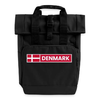 Denmark National Flag - Roll Top Backpack with Two Handles - black - Front