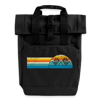 Drapeau de course Drapeau symbole icône Voitures Illustration - Sac à dos Roll Top à deux anses - noir - Devant