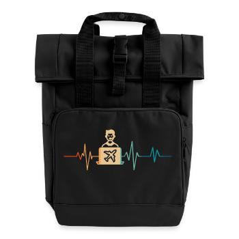 Heartbeat Retro Reisebüro - Rolltop Rucksack mit zwei Griffen - Schwarz - Vorne