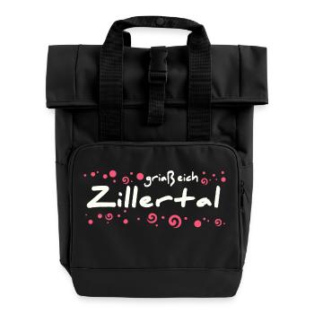 Zillertal Ortschaft - Rolltop Rucksack mit zwei Griffen - Schwarz - Vorne
