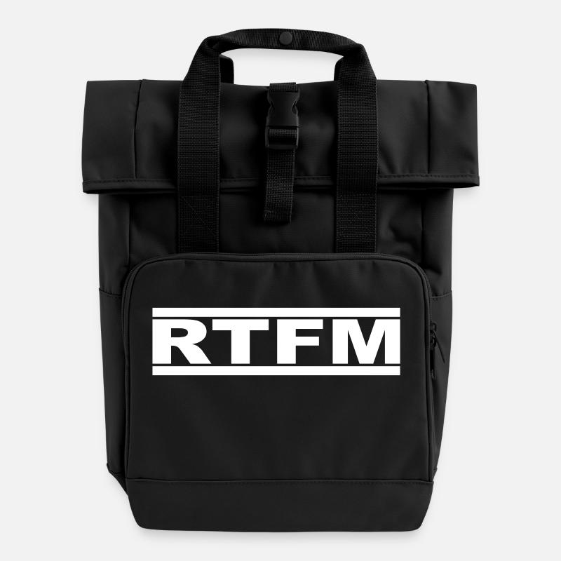 RTFM - Roll Top Backpack with Two Handles - black