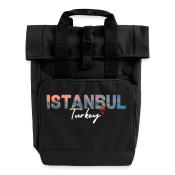 Stadt Istanbul - Rolltop Rucksack mit zwei Griffen - Schwarz - Vorne