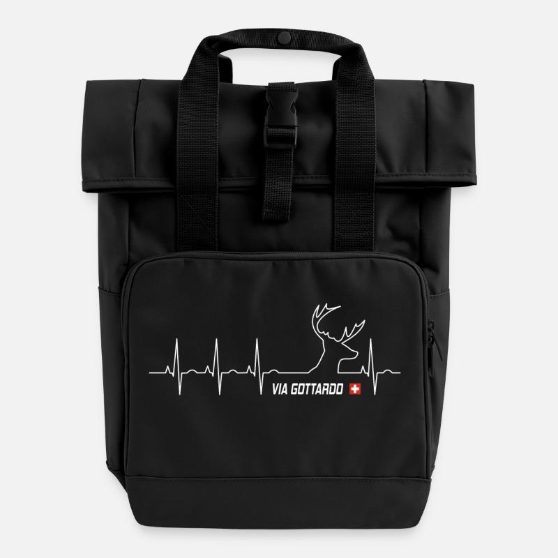 Via Gottardo - Rolltop Rucksack mit zwei Griffen - Schwarz
