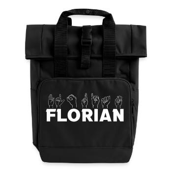 Gebärdensprache Florian - Rolltop Rucksack mit zwei Griffen - Schwarz - Vorne
