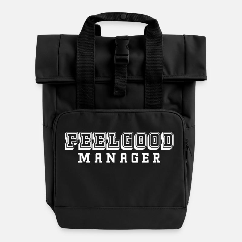 Feelgood Manager Tshirt dark - Roll Top Backpack with Two Handles - black