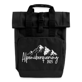 Alpenüberquerung 2025 Alpen Überquerung Wandern - Rolltop Rucksack mit zwei Griffen - Schwarz - Vorne