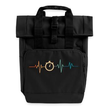 Heartbeat Retro Stoppuhr - Rolltop Rucksack mit zwei Griffen - Schwarz - Vorne