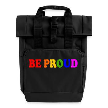 Be proud - Roll Top Backpack with Two Handles - black - Front