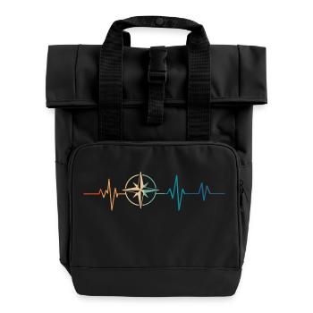 Retro Heartbeat Compass - Roll Top Backpack with Two Handles - black - Front