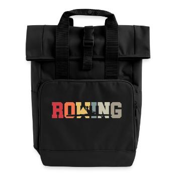 Rowing - Rudern - Ruderer - Ruderin - Aviron - Rolltop Rucksack mit zwei Griffen - Schwarz - Vorne