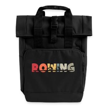 Rowing - Rudern - Ruderer - Ruderin - Aviron - Rolltop Rucksack mit zwei Griffen - Schwarz - Vorne