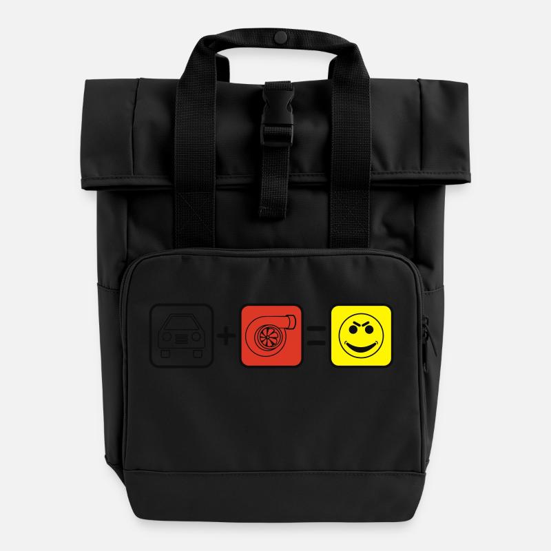 + turbo de voiture = Sourire - Sac à dos Roll Top à deux anses - noir