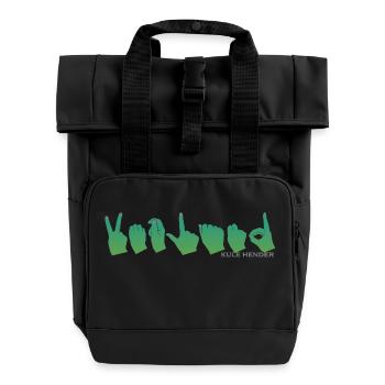 Handalphabet Vetland grüner Farbverlauf 1 - Rolltop Rucksack mit zwei Griffen - Schwarz - Vorne