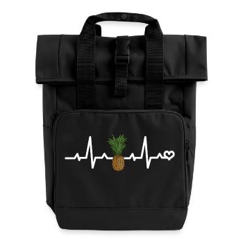 Stylisches Ananas-Design - Sommer Sonne Strand - Rolltop Rucksack mit zwei Griffen - Schwarz - Vorne