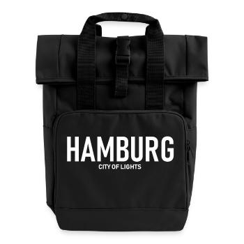 Hamburg - City of Lights - Alster - Elbe - Hafen - Roll Top Backpack with Two Handles - black - Front