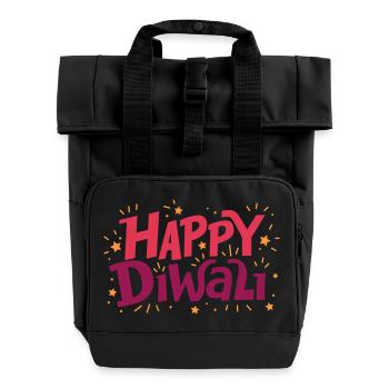 Frohes Diwali | Diwali | Kunst 03 - Rolltop Rucksack mit zwei Griffen - Schwarz - Vorne