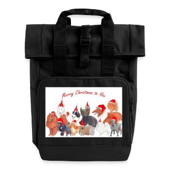 Weihnachtshunde 1 Aufkleber - Rolltop Rucksack mit zwei Griffen - Schwarz - Vorne