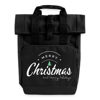 Merry Christmas and Happy Holidays - Rolltop Rucksack mit zwei Griffen - Schwarz - Vorne