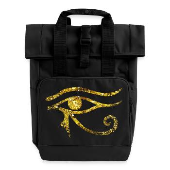 Kosmisches Auge des Horus - Goldene Version - Rolltop Rucksack mit zwei Griffen - Schwarz - Vorne