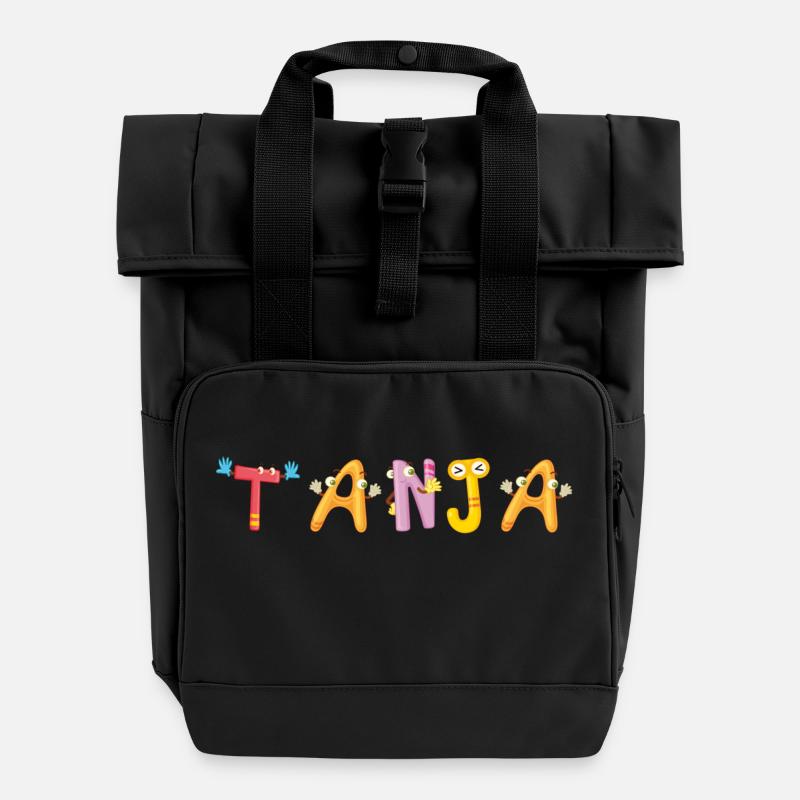 Tanja - Rolltop Rucksack mit zwei Griffen - Schwarz