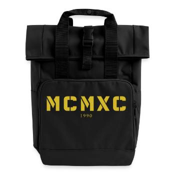 Roman numeral year of birth Made in 1990 - Roll Top Backpack with Two Handles - black - Front
