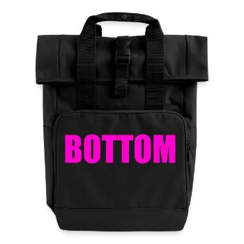 Bottom - Roll Top Backpack with Two Handles - black - Front