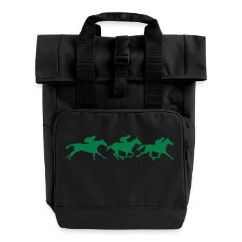 cheval course hippique horse race jockey - Sac à dos Roll Top à deux anses - noir - Devant