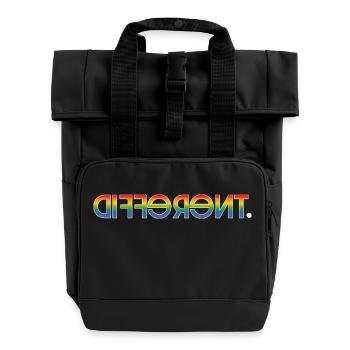 different black shirt LGBT lgbtqi queer - Roll Top Backpack with Two Handles - black - Front