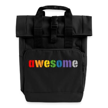 Rainbow shirt awesome, LGBT lgbtqi queer - Roll Top Backpack with Two Handles - black - Front