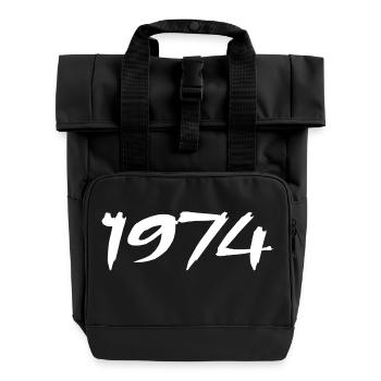 1974 Geschenk zum 51. Jubiläum 1974 Retro 1974 - Rolltop Rucksack mit zwei Griffen - Schwarz - Vorne