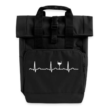EKG HERZSCHLAG WEIN weiß - Rolltop Rucksack mit zwei Griffen - Schwarz - Vorne
