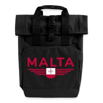 Malta T-Shirt – Für Insel-Fans - Rolltop Rucksack mit zwei Griffen - Schwarz - Vorne