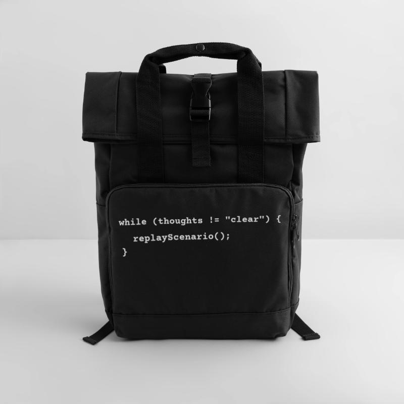 Overthinking Loop – Funny Coding and Life T-Shirt Rolltop Rucksack mit zwei Griffen