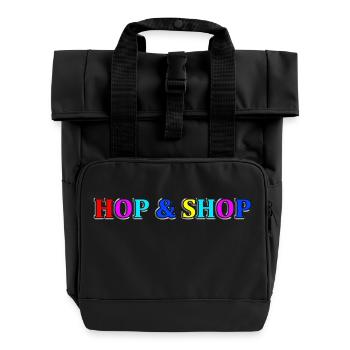 Hüpfen und Einkaufen - Rolltop Rucksack mit zwei Griffen - Schwarz - Vorne