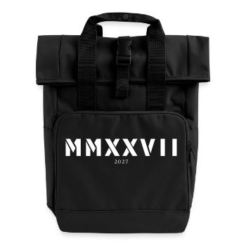 Roman numeral year of birth Made in 2027 - Roll Top Backpack with Two Handles - black - Front