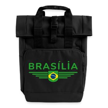 Brasília T-shirt for fans and travelers - Roll Top Backpack with Two Handles - black - Front