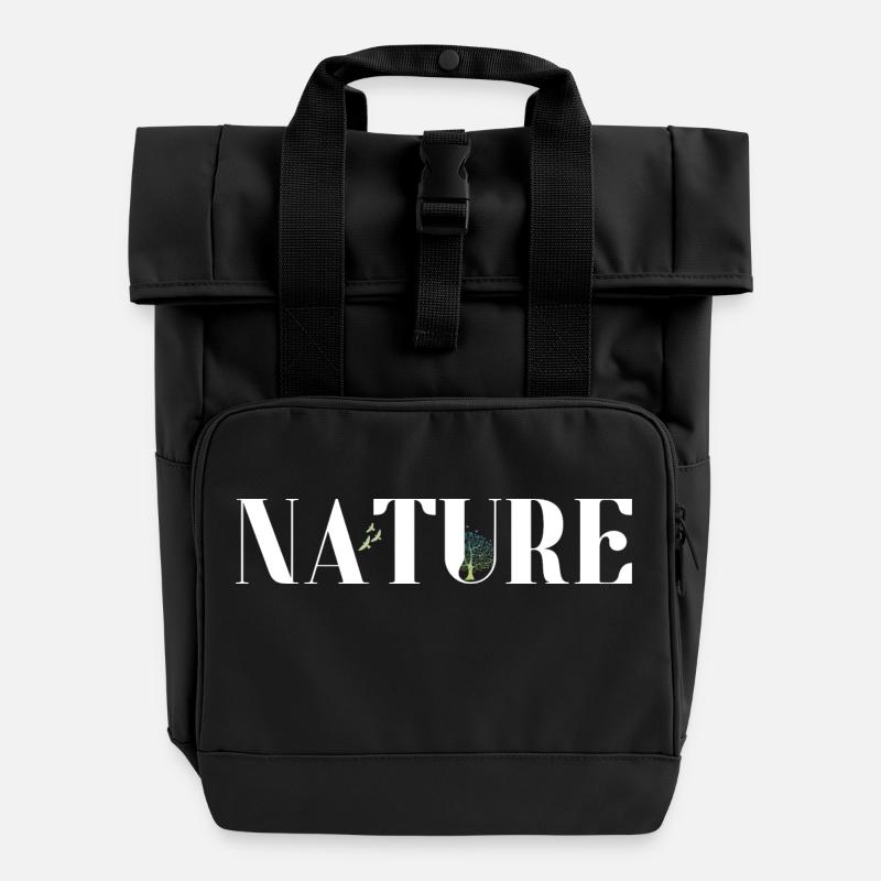 Natur - Rolltop Rucksack mit zwei Griffen - Schwarz